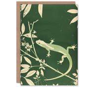 Artery8 Greeting Card Green Eastern Newt Nature Animal Lover Blank For Him Or Her Art Birthday Card