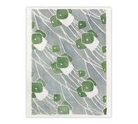 Artery8 Green Geometric Pattern Vintage Wall Art Print Overbeck in Grey | Size: W24" x H32" Artery8 Grey W24" x H32"