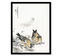 Artery8 Greenfinch & Shepherd's Purse Plant Vintage Framed Wall Art Print Kashu | Size: A4 Artery8 Multicolor A4