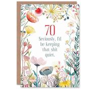Artery8 Greeting Card 70 Years Old Keep Quiet Funny Floral Joke Rude For Her Woman Birthday Card