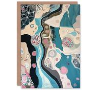 Artery8 Greeting Card Abstract Aquatic Life Underwater Pattern Painting Blank For Him Or Her Art Birthday Card