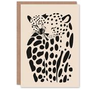 Artery8 Greeting Card Abstract Cheetah Couple Animal Minimalism Design Blank For Him Or Her Art Anniversary Card