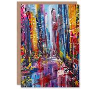 Artery8 Greeting Card Abstract Chicago Street Colourful Cityscape Blank For Him Or Her Art Birthday Card