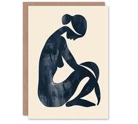 Artery8 Greeting Card Abstract Female Silhouette Minimalist Painting Blank For Him Or Her Art Birthday Card