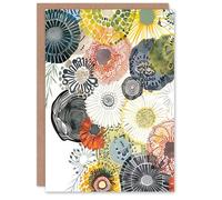 Artery8 Greeting Card Abstract Floral Mandala Daisy Wildflowers Blank For Him Or Her Art Birthday Card