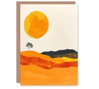 Artery8 Greeting Card Abstract Landscape Lone Tree Bright Boho Painting Blank For Him Or Her Art Birthday Card