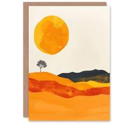 Artery8 Greeting Card Abstract Landscape Lone Tree Bright Boho Painting Blank For Him Or Her Art Birthday Card
