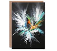 Artery8 Greeting Card Abstract Modern Art Paint Splat Dark Feathers Blank For Him Or Her Art Birthday Card