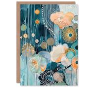 Artery8 Greeting Card Abstract Ocean Flower Garden Artwork Floral Sea For Her Woman Birthday Card