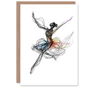 Artery8 Greeting Card Abstract Pen and Ink Line Art Ballerina Dance For Her Woman Birthday Card