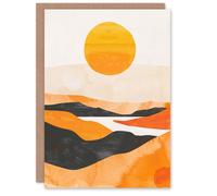 Artery8 Greeting Card Abstract Scottish Highland Landscape Boho Sunset Blank For Him Or Her Art Birthday Card