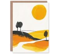 Artery8 Greeting Card Abstract Tuscany Field Yellow Orange Italy Summer Blank For Him Or Her Art Birthday Card