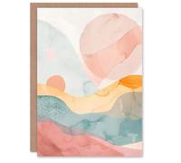 Artery8 Greeting Card Abstract Yorkshire Dales Park Sunset Watercolour Blank For All Him Or Her Art Birthday Card