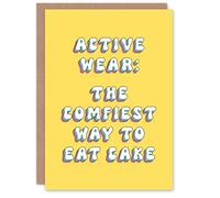 Artery8 Greeting Card Active Wear Eat Cake Comfy Bright Funny For Her Gran Sister Niece Daughter Wife Woman Birthday Card
