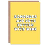 Artery8 Greeting Card Age Gets Better With Wine Funny Joke Bright For Her Gran Sister Niece Daughter Wife Woman Birthday Card