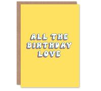 Artery8 Greeting Card All The Love Sweet Bright Retro For Her Gran Sister Niece Daughter Wife Woman Birthday Card