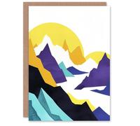 Greeting Card Alps Mountain Range Vibrant Abstract Geometric Birthday Artery8 Multi One Size