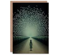 Artery8 Greeting Card Among Muggles Surreal Tunnel Witch Fantasy Art Blank For Him Or Her Art Halloween Card