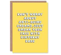 Artery8 Greeting Card Anti Aging Cream Cake Smear Face Silly Funny For Her Sister Daughter Niece Granddaughter Woman Birthday Card