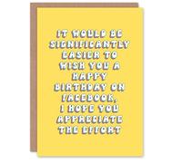 Artery8 Greeting Card Appreciate Effort Wish Easier on Social Media For Her Gran Sister Niece Daughter Wife Woman Birthday Card