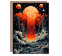 Artery8 Greeting Card Aquarius Zodiac Sign Space Seascape Concept Art Blank For Him Or Her Art Birthday Card