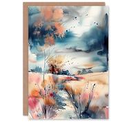 Artery8 Greeting Card Arles Wheat Fields Storm Clouds Watercolour Blank For Him Or Her Art Birthday Card