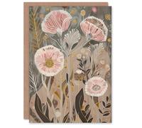 Artery8 Greeting Card Autumn Carnations Flowers Artwork Rustic Floral For Her Woman Birthday Card