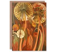 Artery8 Greeting Card Autumnal Wildflower Garden Dandelions Painting For Her Woman Birthday Card