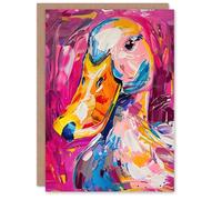Artery8 Greeting Card Aylesbury Duck Portrait Hot Pink Acrylic Painting Blank For Him Or Her Art Birthday Card