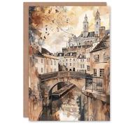 Artery8 Greeting Card Bath England Historic Canal England Watercolour Blank For All Him Or Her Art Birthday Card
