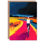 Artery8 Greeting Card Bicycle Dream Bike Ride Colourful Landscape For Her Woman Birthday Card
