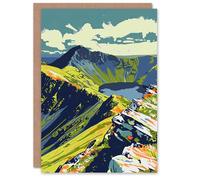 Artery8 Greeting Card Bold Helvellyn Mountain Lake Hiking Landscape Blank For All Him Or Her Art Birthday Card