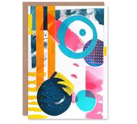 Artery8 Greeting Card Bright Colourful Patterns Circles Abstract Boho Blank For Him Or Her Art Birthday Card