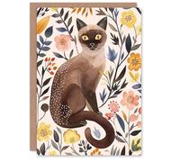 Artery8 Greeting Card Burmese Cat Lover Watercolour Wildflower Portrait Blank For Him Or Her Art Birthday Card