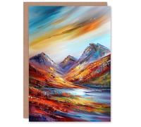 Artery8 Greeting Card Cairngorms Heather Mountain Peak Hike Landscape Blank For Him Or Her Art Birthday Card