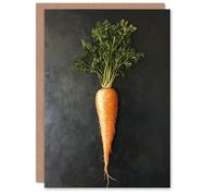 Artery8 Greeting Card Carrot Vegetable on Black Slate Board Painting Blank For Him Or Her Art Birthday Card