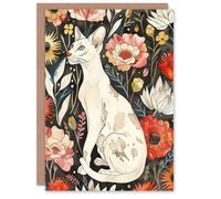 Artery8 Greeting Card Cat Lover Oriental Shorthair Floral Pet Portrait For Her Woman Birthday Card