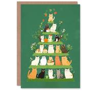 Artery8 Greeting Card Cat Lover Pet Breed Pyramid Cute Cartoon Style Blank For Him Or Her Art Birthday Card