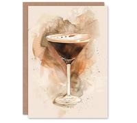 Artery8 Greeting Card Classic Espresso Martini Cocktail Watercolour Blank For All Him Or Her Art Birthday Card