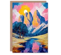 Artery8 Greeting Card Colorado Mountain Peaks Colourful Landscape Blank For Him Or Her Art Birthday Card