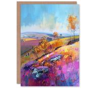 Artery8 Greeting Card Colourful Autumn Otley Chevin Yorkshire Landscape Blank For Him Or Her Art Birthday Card