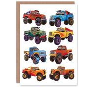 Artery8 Greeting Card Colourful Monster Truck Illustrations Fun Bright Artery8 Multicolor