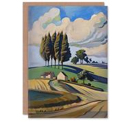 Artery8 Greeting Card Cotswolds Windy Day Countryside English Landscape Blank For All Him Or Her Art Birthday Card