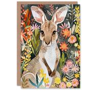 Artery8 Greeting Card Cute Baby Kangaroo with Vibrant Spring Flowers For Her Woman Birthday Card