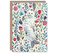 Artery8 Greeting Card Cute Seal Swimming in Wildflowers Bright Floral Blank For Him Or Her Art Birthday Card