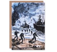 Artery8 Greeting Card D Day Normandy Landing 1944 WWII Watercolour For Him Man Birthday Card