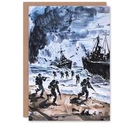 Artery8 Greeting Card D Day Normandy Landing 1944 WWII Watercolour For Him Man Birthday Card
