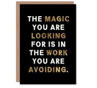 Artery8 Greeting Card Dipen Parmar Magic Black Gold Motivational Quote Blank For Him Or Her Art Birthday Card
