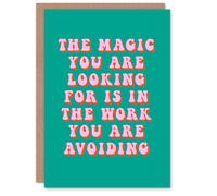 Artery8 Greeting Card Dipen Parmar Magic Work Avoiding Pink Green Quote Artery8 Green