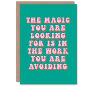 Artery8 Greeting Card Dipen Parmar Magic Work Avoiding Pink Green Quote Blank For Him Or Her Art Birthday Card
